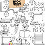 BookWorm ClipArt - Worms Reading Books - School Worms - Commercial Use PNG - Instant Download Sublimation Graphics