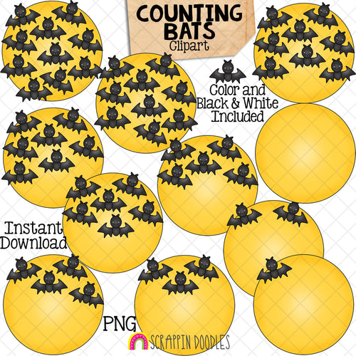 Halloween Counting ClipArt Bundle - Bats - Skeleton Bones - EyeBalls - Ghosts - Candy Corn - Zombies - Commercial Use PNG