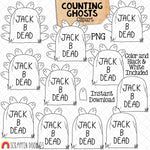 Counting Ghosts ClipArt - Halloween Tombstone Ghost Counting - Seasonal Math Graphics - Commercial Use PNG