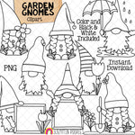 Garden Gnomes ClipArt- Summer Gnome Clip Art - Spring Garden Gnomes - Commercial Use PNG