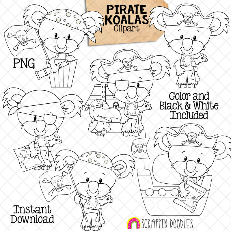 Koala ClipArt - Pirate Ship Koala Bears Graphics - Commercial Use PNG
