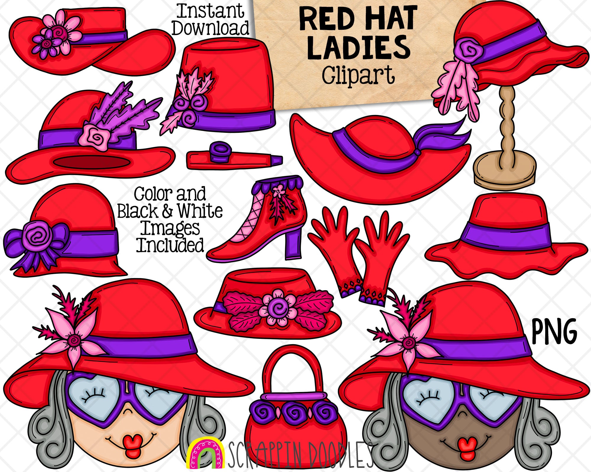 clipart on red hats