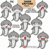 Shark Emotions Clip Art - Grey Shark Clipart - Sharks making different emotions - Commercial Use PNG Sublimation
