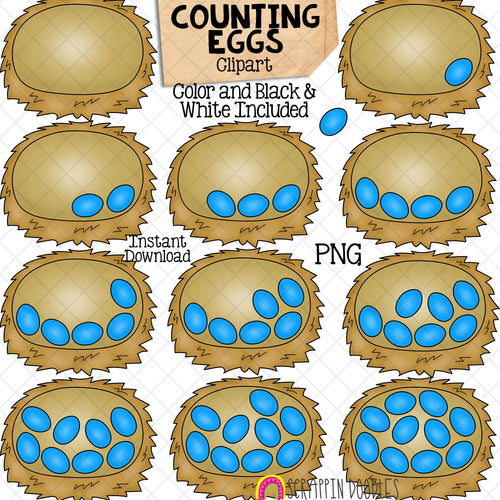 Counting Eggs In A Nest ClipArt - Spring Bird Egg Counting - Seasonal Math Graphics - Commercial Use PNG - Commercial Use PNG