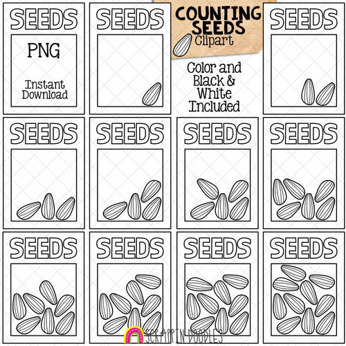 Counting Seeds In A Seed Packet ClipArt - Spring Counting - Seasonal Math Graphics - Commercial Use PNG