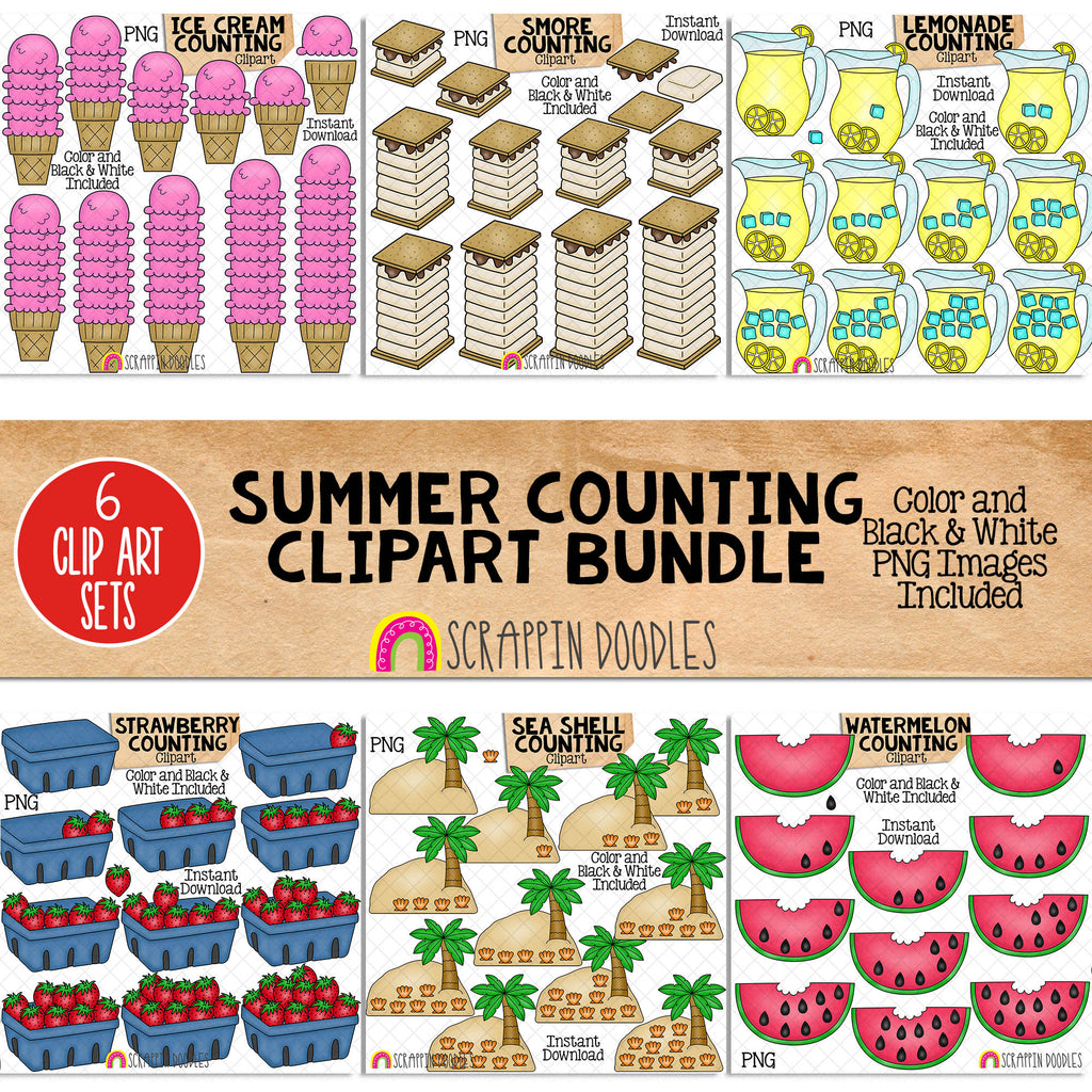 Summer Counting ClipArt Bundle - Seasonal Math Graphics – Scrappin Doodles