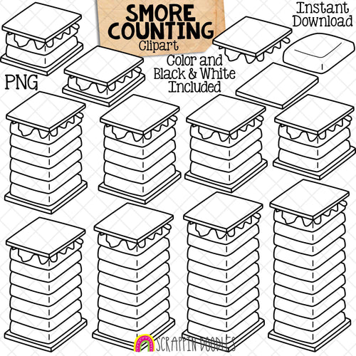 Counting Smores Marshmallow ClipArt - Summer Smores Counting - Seasonal Math Graphics - Commercial Use PNG