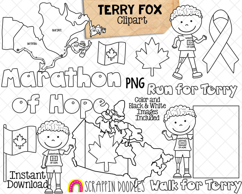 Terry Fox ClipArt - Marathon of Hope - Canadian Cancer Research Activist