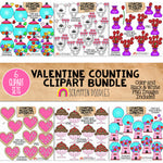 Valentine Counting ClipArt Bundle - Seasonal Math Graphics - Commercial Use PNG