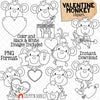 Valentine Monkey Clip Art - Jungle Animals - Monkeys with Valentines - Commercial Use PNG Sublimation