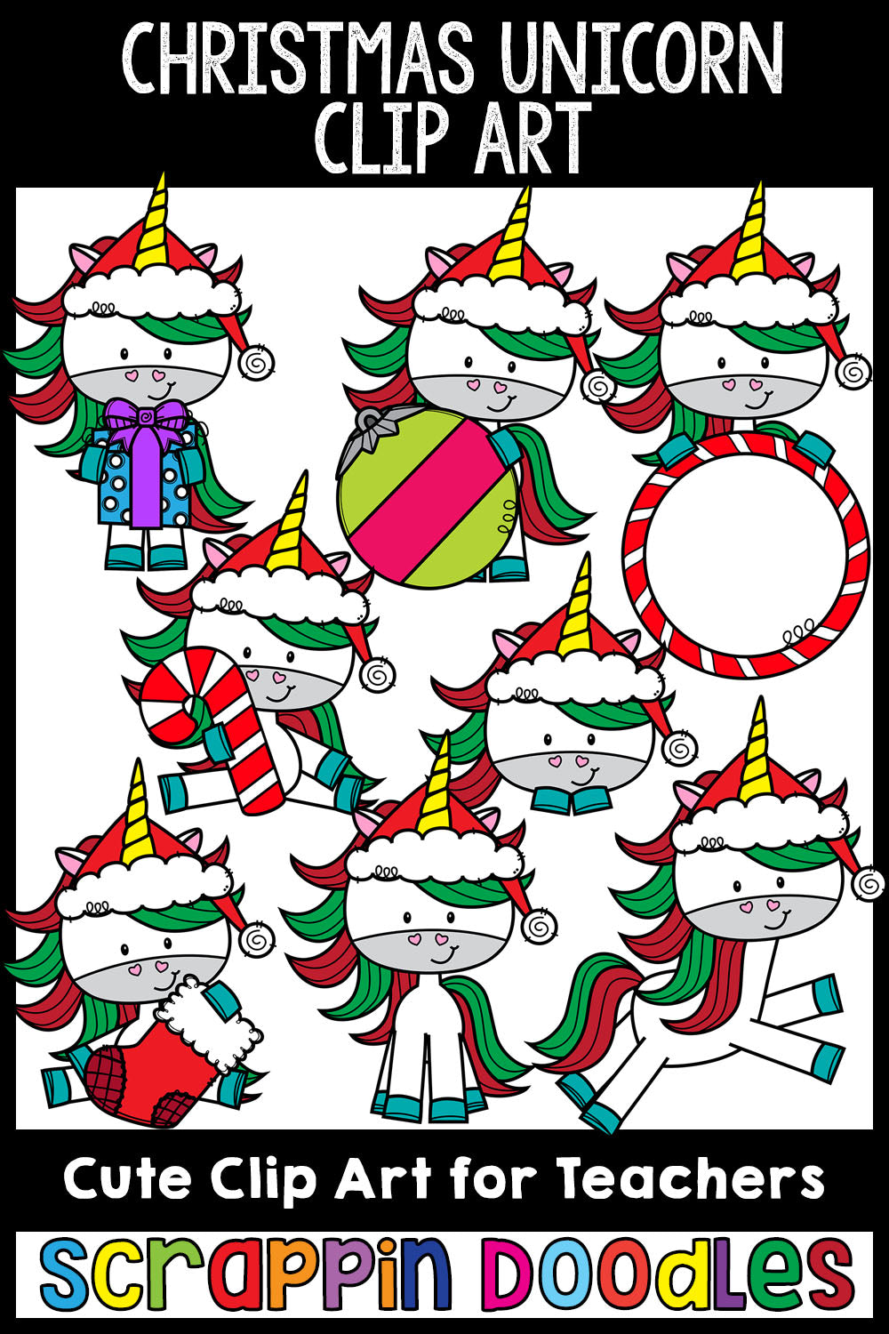 Christmas Unicorn Clip Art Cute Unicorns