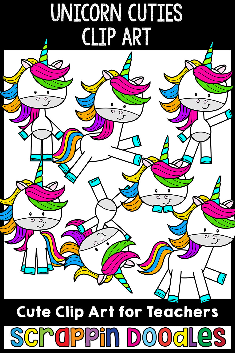 Unicorn Cuties Clip Art Cute Commercial Use