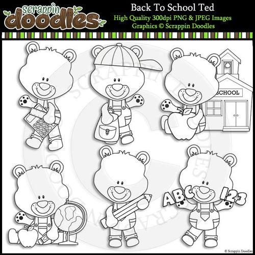 Back To School Ted - Cute Bear Clip Art