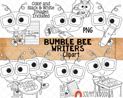 Bumble Bee Writers ClipArt - Commercial Use - Sublimation - Hand Drawn PNG