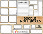 Doodle Note Boxes ClipArt - Hand Doodled Planner Boxes - Commercial Use PNG