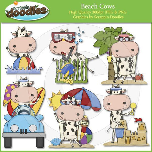 Beach Cows - Cute Cow Clip Art