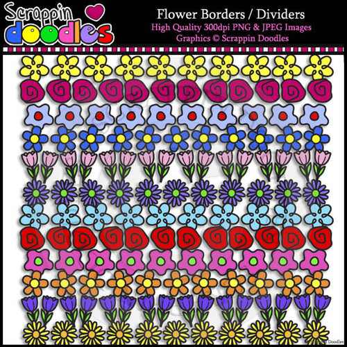 Flower Borders / Dividers Clip Art & Line Art