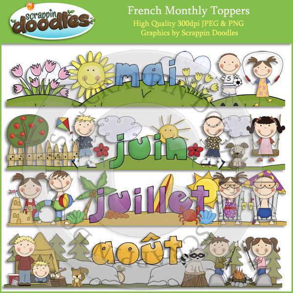 FRENCH Monthly Toppers - Jan through Dec Download