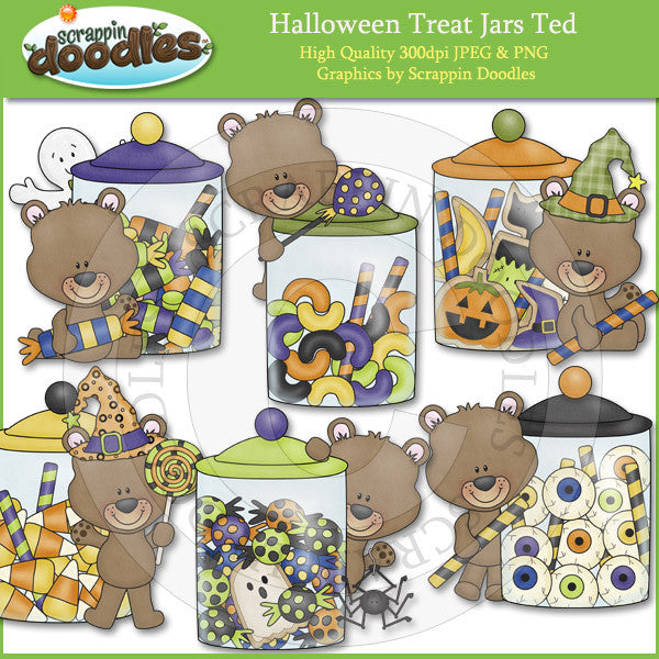 Halloween Treat Jars Ted Clip Art Download