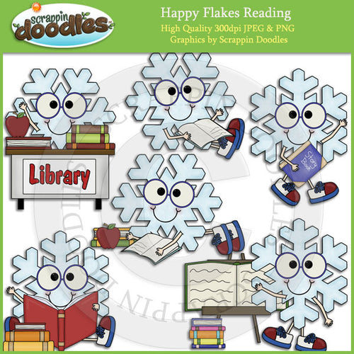 Happy Flakes Reading Clip Art Download