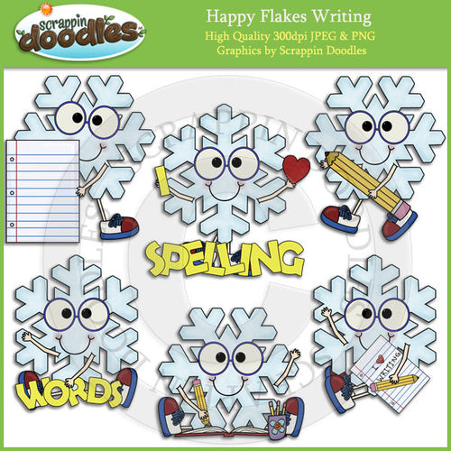 Happy Flakes Writing Clip Art Download