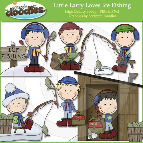 Little Larry Loves Ice Fishing Clip Art Download