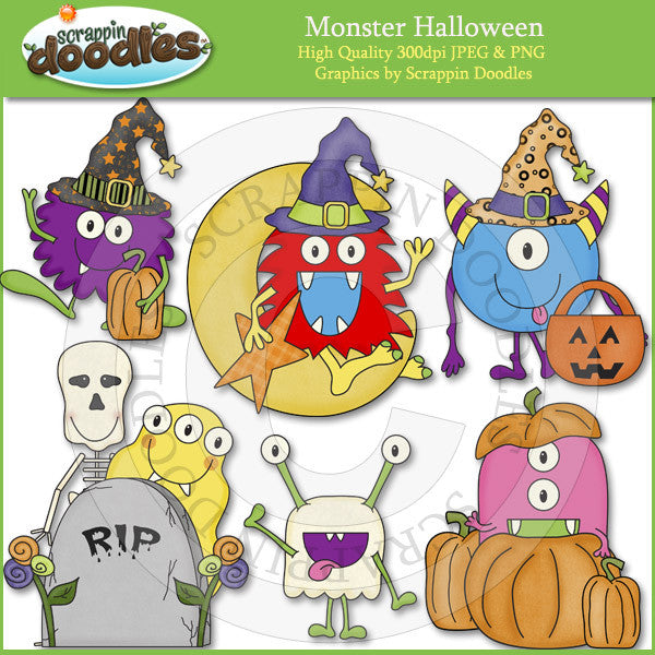 clip art halloween monsters Monster Halloween – Scrappin Doodles