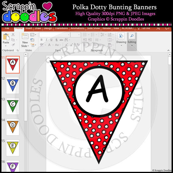 Polka Dotty Editable Bunting Banners