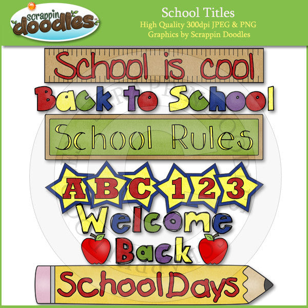 Back to School Titles Clip Art Download