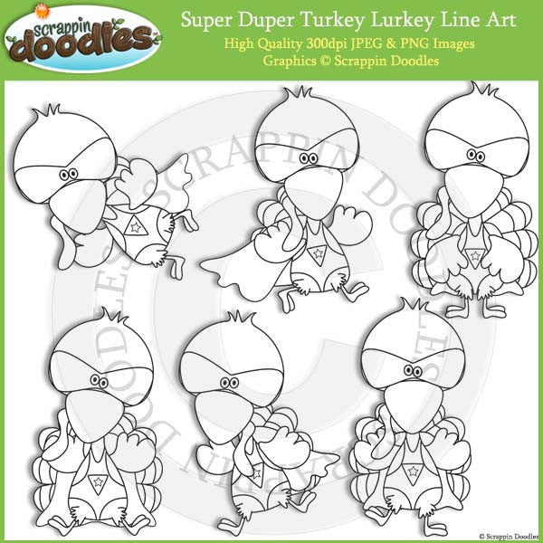 Super Duper Turkey Lurkey Line Art Download