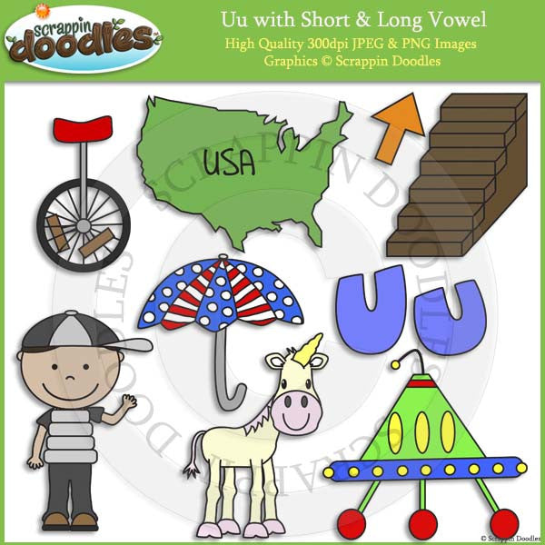 Uu Short and Long Vowel Clip Art and Line Art