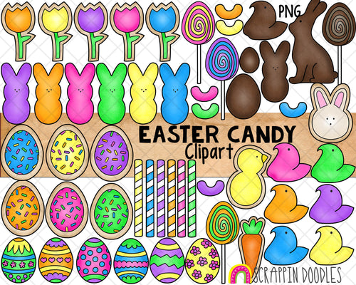 Easter Candy ClipArt - Decorated Eggs - Sprinkle Cookies - Chocolate Bunny - Commercial Use - PNG