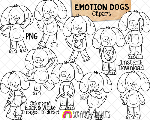 Emotion Dogs ClipArt - Feelings and Expressions Images - Emoji Dog - Commercial Use Allowed PNG Graphics