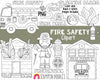 Fire Safety ClipArt - Fire Fighter Clipart - Firetruck Clipart - Smoke Alarm - Fire Drill - Extinguisher - Instant Download - Hand Drawn PNG