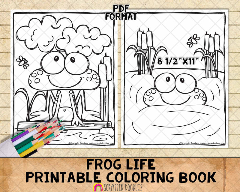 Frog Life Coloring Book - Frog Coloring Pages - Printable PDF Coloring Book