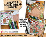 Gingerbread House Craft - Kids Ginger Bread Christmas Coloring Printable PDF