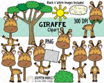 Giraffe ClipArt - Cute Giraffe Clipart - Baby Giraffe Nursery - Safari ClipArt - Giraffe Habitat - Graphics - Giraffes Posing 