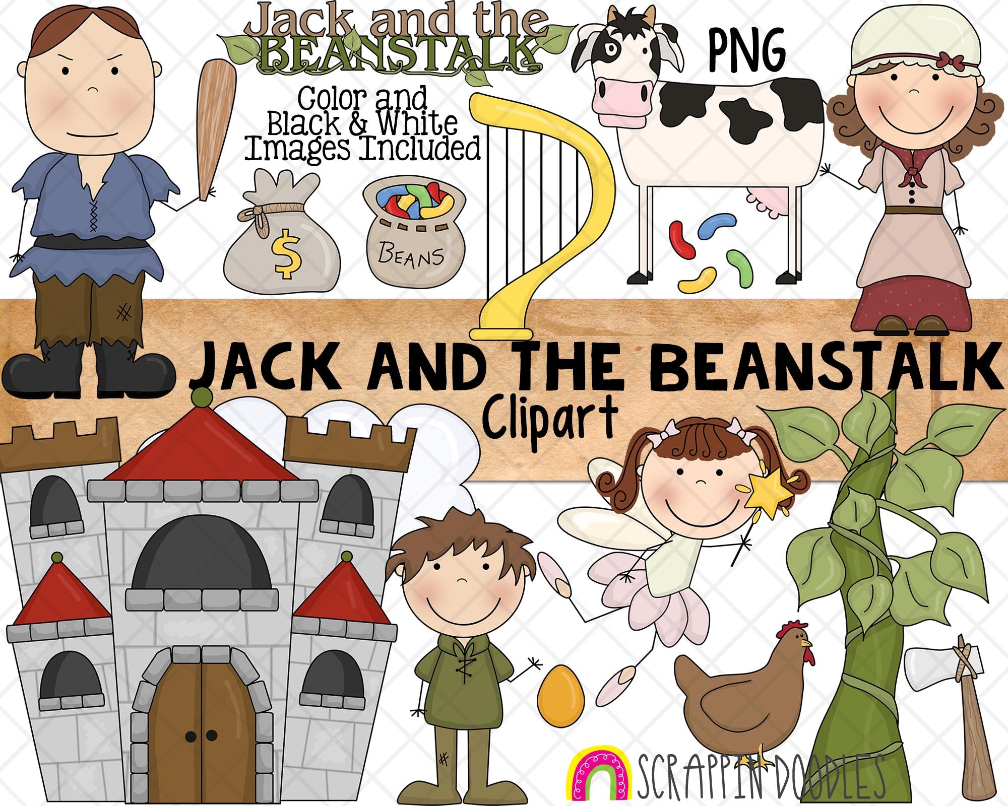 Jack and the Beanstalk ClipArt - Nursery Rhyme - Fairy Tale Graphics –  Scrappin Doodles