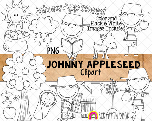 Johnny Appleseed ClipArt - Nursery Rhyme - Fairy Tale Graphics - Children's Stories ClipArt - Story time - Commercial Use PNG