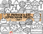 St. Patrick's Day ClipArt - Leprechaun Treats - St Patricks Day Party Food Clip Art - Commercial Use St Patricks Day Sublimation PNG