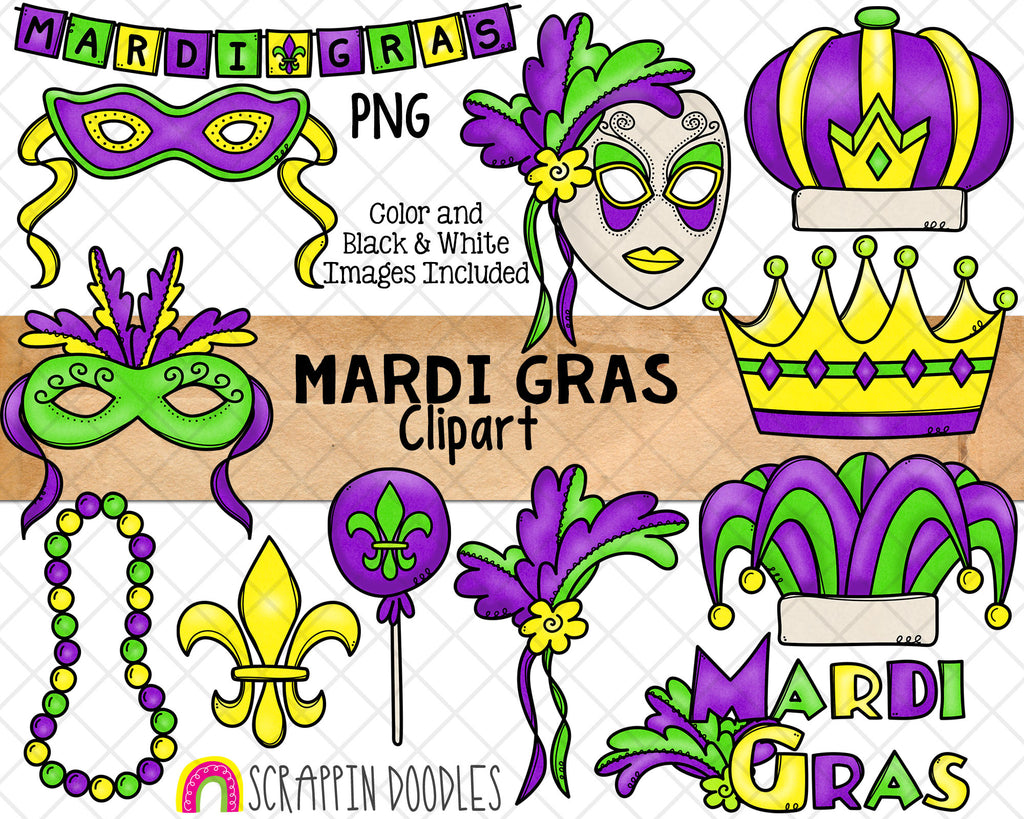 Mardi Gras ClipArt - New Orleans Party Clip Art – Scrappin Doodles for Free Printable Mardi Gras Clip Art