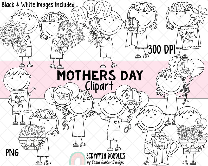 Mothers Day Clipart - Mothers Day Kids ClipArt - Mom Clipart - Mum Clipart - Mothers Day Sublimation Designs - Mothers Day Gifts 