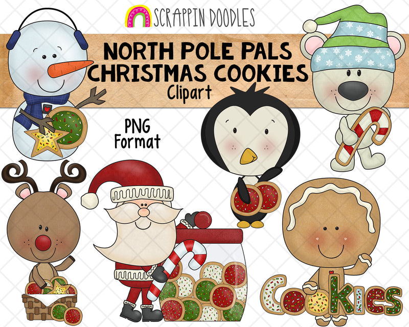 North Pole Pals Clipart BUNDLE - Christmas Clipart Bundle- Instant Download - Hand Drawn PNG