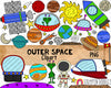 Outer Space ClipArt - Astronaut Graphics - Planets PNG - Galaxy - Space Station - Alien ClipArt - UFO - Space Shuttle - Commercial Use PNG