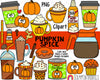 Pumpkin Spice Clip Art - Autumn Clipart - Coffee - Frappuccino - Latte - Pumpkin Spice Muffin 