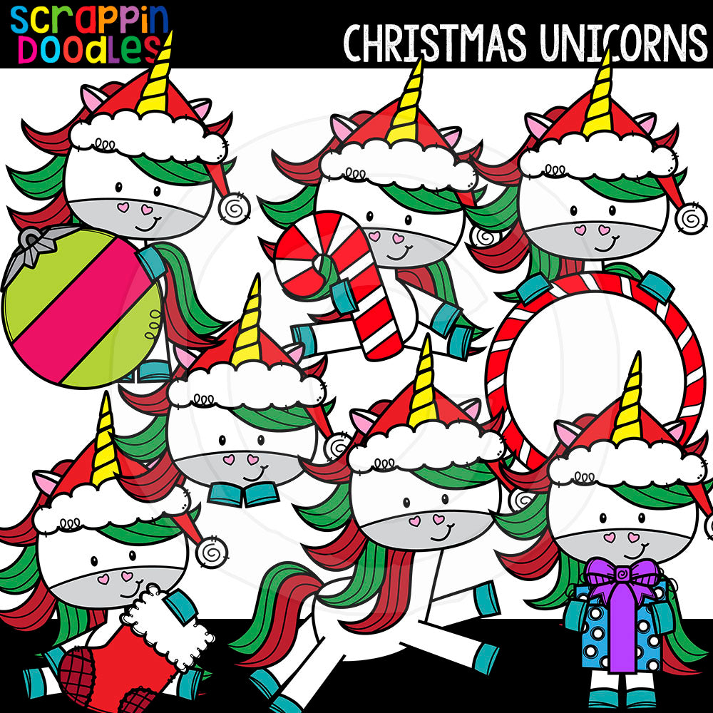 Christmas Unicorn Clip Art Cute Unicorns