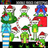 Doodle Frogs Christmas Clip Art