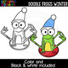 Doodle Frogs Winter clip art 