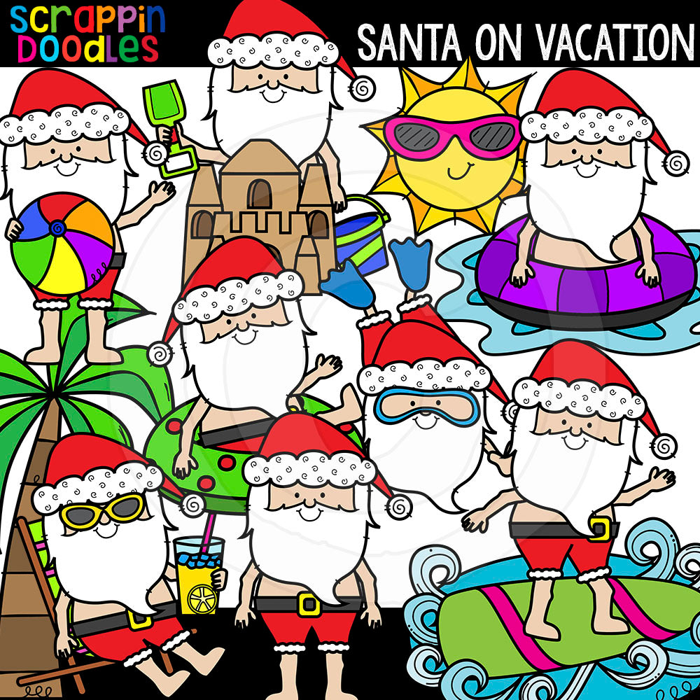 Santa On Vacation Clip Art