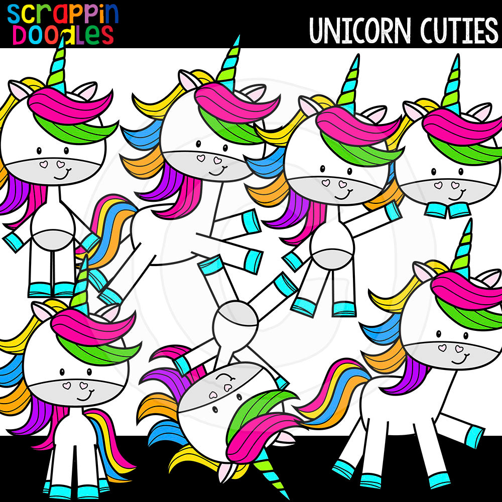 Unicorn Cuties Clip Art Cute Commercial Use
